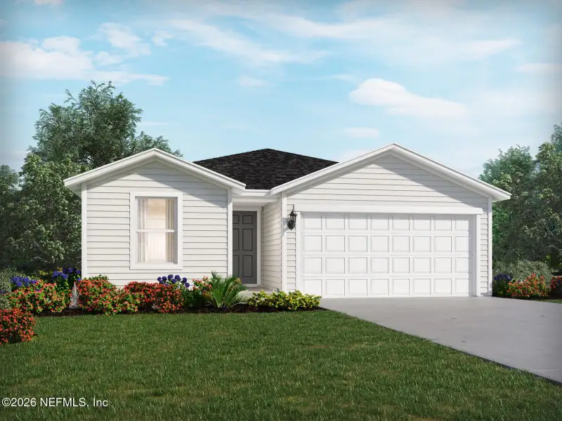 Front exterior of a new home in Colbert Landings, Palm Coast, FL, highlighting curb appeal (Image 1). Front exterior of a new home in Colbert Landings, Palm Coast, FL, highlighting curb appeal (Image 1).