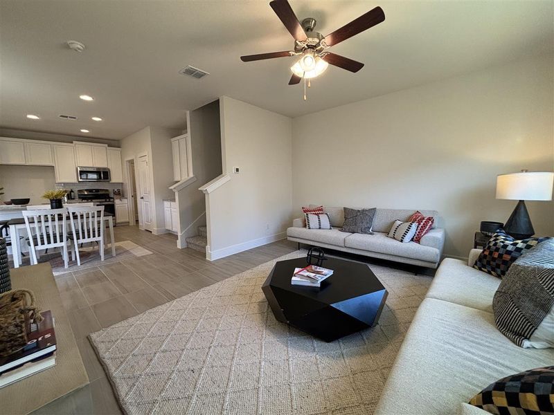 Living room with ceiling fan