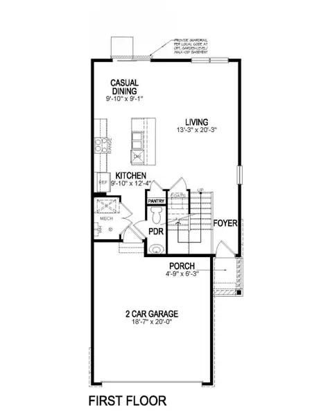 2D floor plan layout for the FINCH by D.R. Horton in The Ridge at Lorson Ranch, Colorado Springs, CO (Image 3).