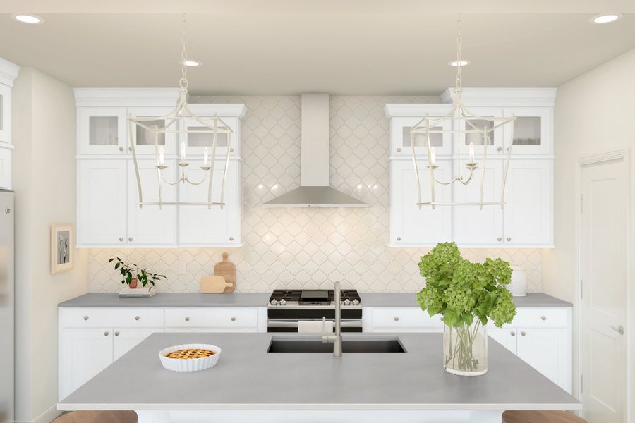 Kitchen with pendant lighting