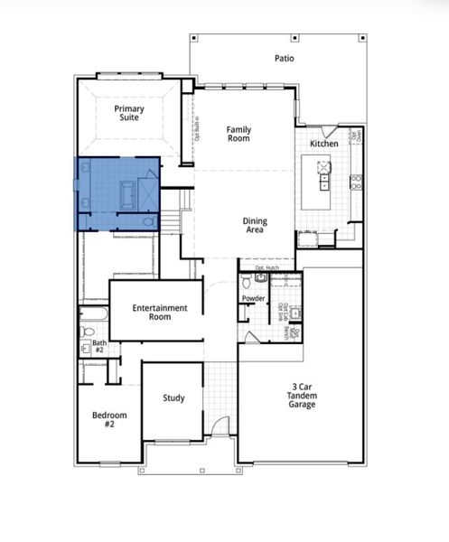 2D floor plan layout for the Foxleigh by Highland Homes in Mantua Point, Van Alstyne, TX (Image 34).