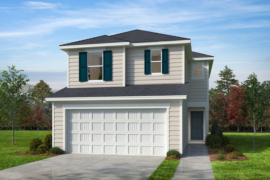 Representative exterior photo of a completed home built from the Plan 1558 by KB Home in Jade Creek, Chapel Hill, NC (Image 6). Representative exterior photo of a completed home built from the Plan 1558 by KB Home in Jade Creek, Chapel Hill, NC (Image 6).