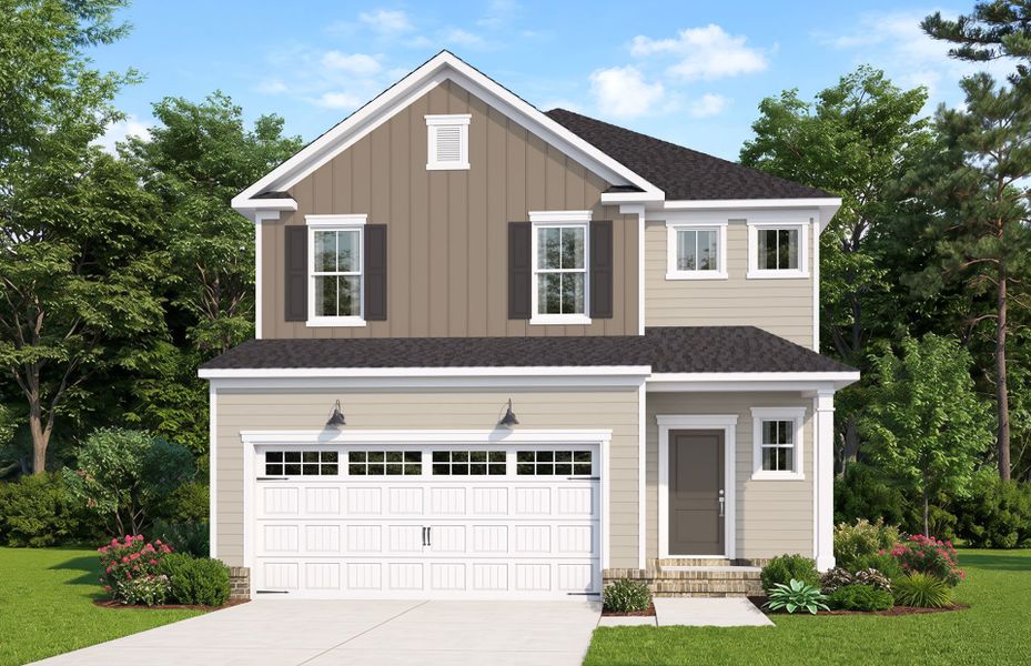 Representative exterior photo of a completed home built from the Murray by Pulte Homes in Broadmoor, Wake Forest, NC (Image 22).