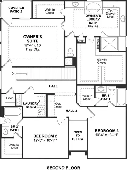 The Sloane II floor plan by K. Hovnanian® Homes. 2nd Floor shown. *Prices, plans, dimensions, features, specifications, materials, and availability of homes or communities are subject to change without notice or obligation.