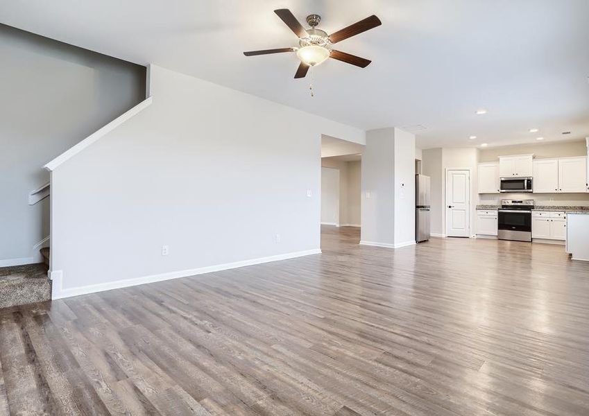 A spacious downstairs living area creates the perfect space for entertaining.