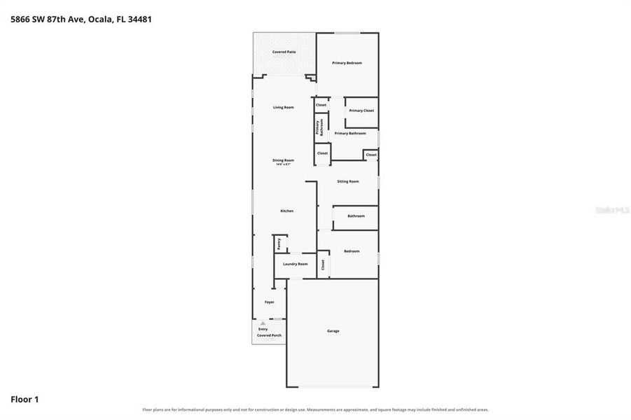 2D floor plan layout of this home in Del Webb Stone Creek, Ocala, FL (Image 5).