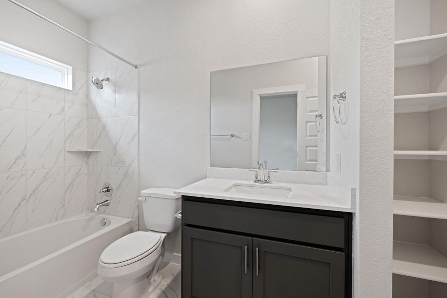 Furnished interior view inside a new home in Santa Rita Ranch, Liberty Hill (Image 14). Furnished interior view inside a new home in Santa Rita Ranch, Liberty Hill (Image 14).