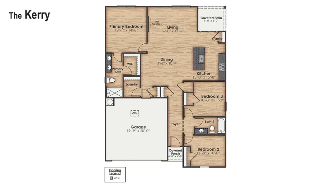 2D floor plan layout of this home in Caspian Ridge, Richlands, NC (Image 4).