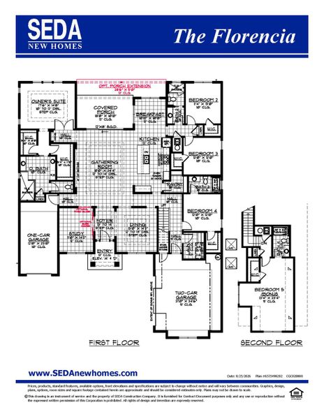 2D floor plan layout for the Florencia by SEDA New Homes in Sandy Bluff, Yulee, FL (Image 3).