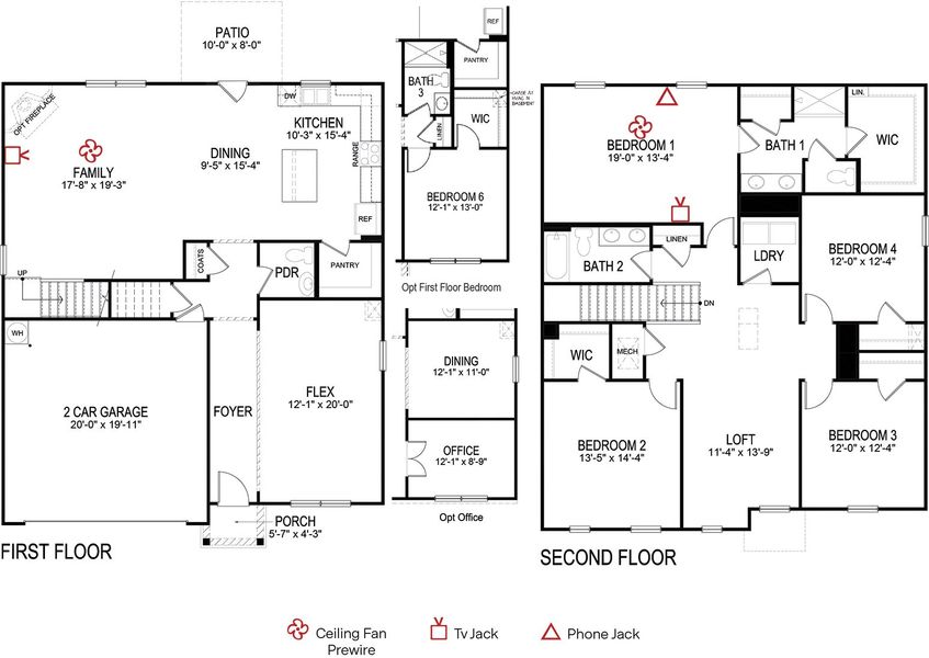 2D floor plan layout of this home in Sweet Briar, Ooltewah, TN (Image 2).