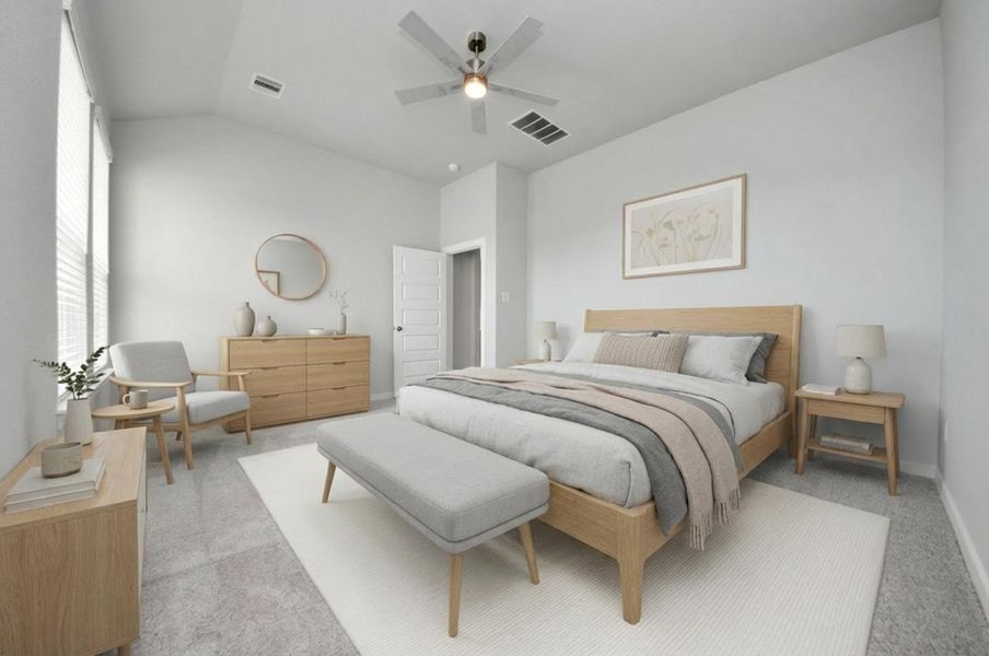Vritually Staged - Primary Bedroom. Sample photo of completed home with similar floor plan. Actual colors and selections may vary.