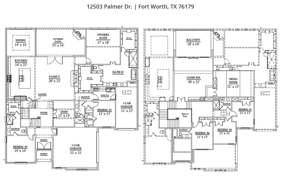 2D floor plan layout of this home in The Resort on Eagle Mt. Lake, Fort Worth, TX (Image 5).