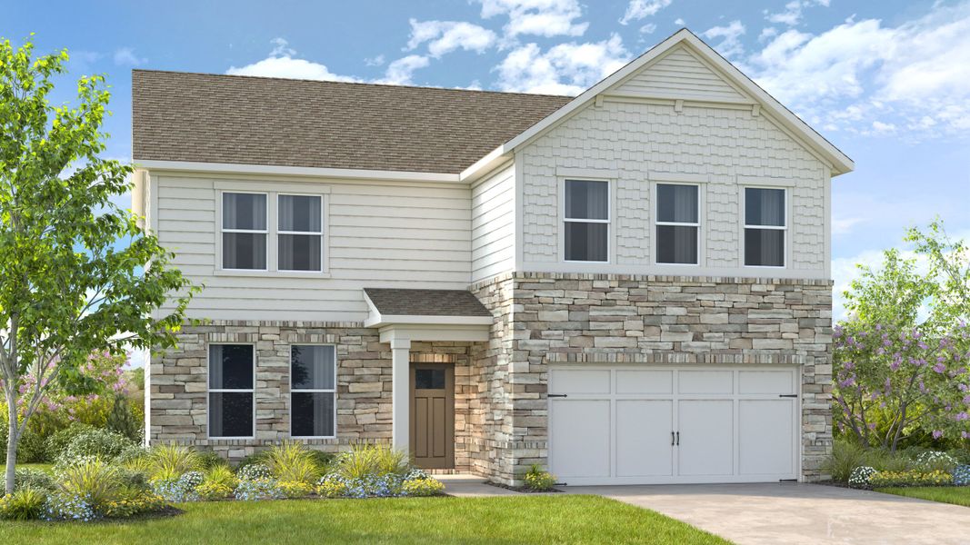 Representative exterior photo of a completed home built from the Fairfield by Taylor Morrison in Falls Creek, Flowery Branch, GA (Image 22).