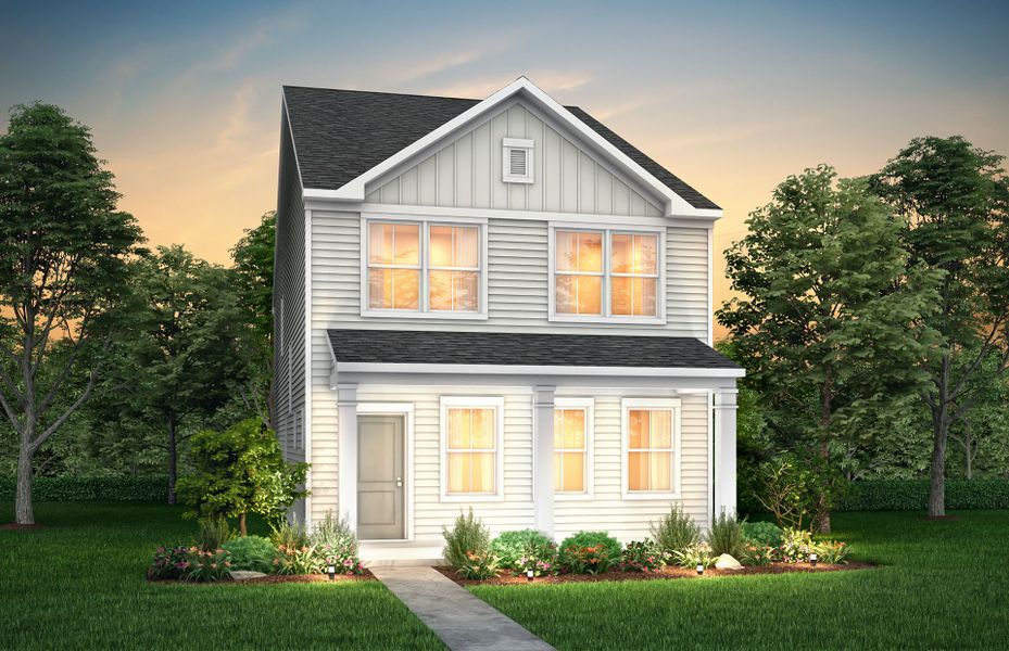 Norman Exterior 2 features siding, covered front sitting porch and 2 car rear load garage