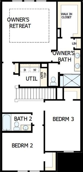 2D floor plan layout of this home in Westview Towns, Waxhaw, NC (Image 3).