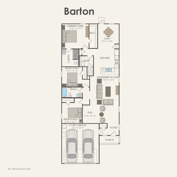 2D floor plan layout for the Barton by Centex in Ashford Crossing, Princeton, TX (Image 3).