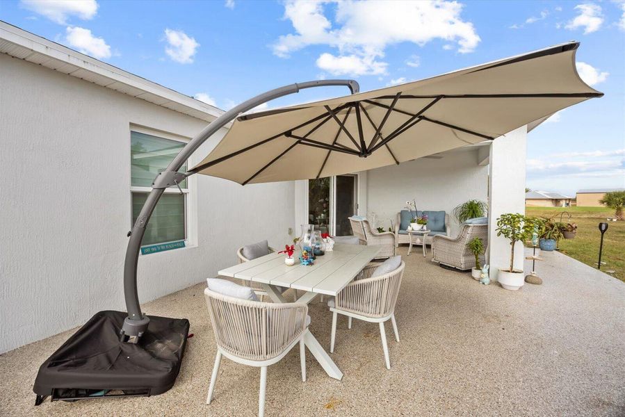 Huge Extended Patio Stretching the Full Length of the Home