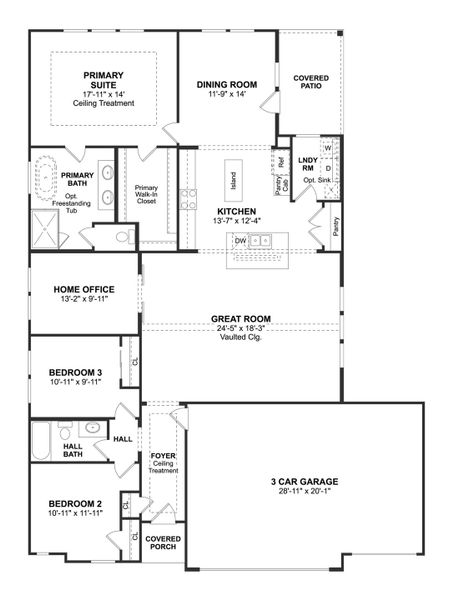 2D floor plan layout for the Juniper III by K. Hovnanian® Homes in River Ranch Estates, Dayton, TX (Image 3). 2D floor plan layout for the Juniper III by K. Hovnanian® Homes in River Ranch Estates, Dayton, TX (Image 3).