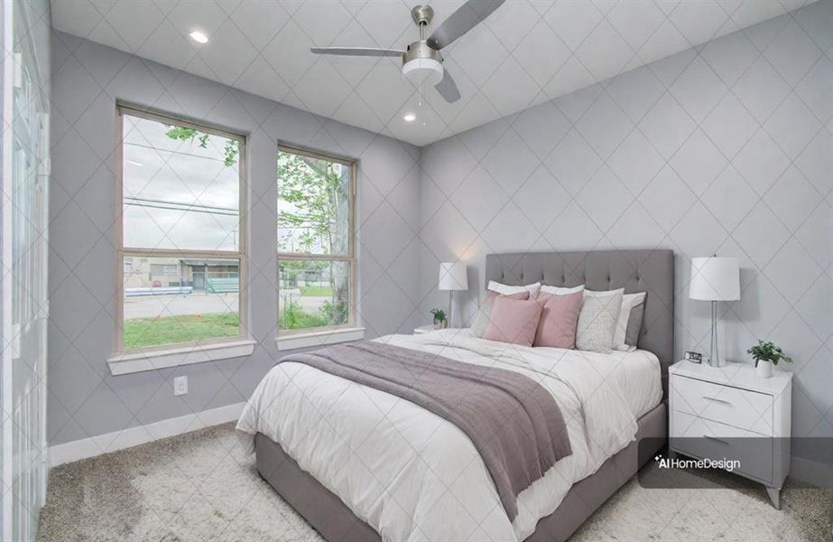 Front bedroom virtually staged.