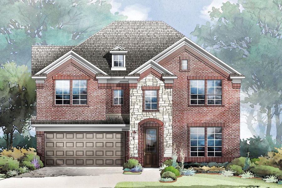 Representative exterior photo of a completed home built from the Grand Whitehall II by Grand Homes in Grand Oaks, Celina, TX (Image 31).