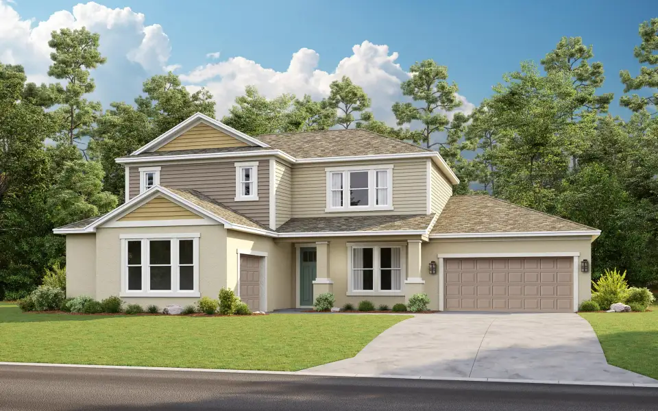 Representative exterior photo of a completed home built from the Anna Marie by Taylor Morrison in Hammock at Two Rivers, Zephyrhills, FL (Image 15).