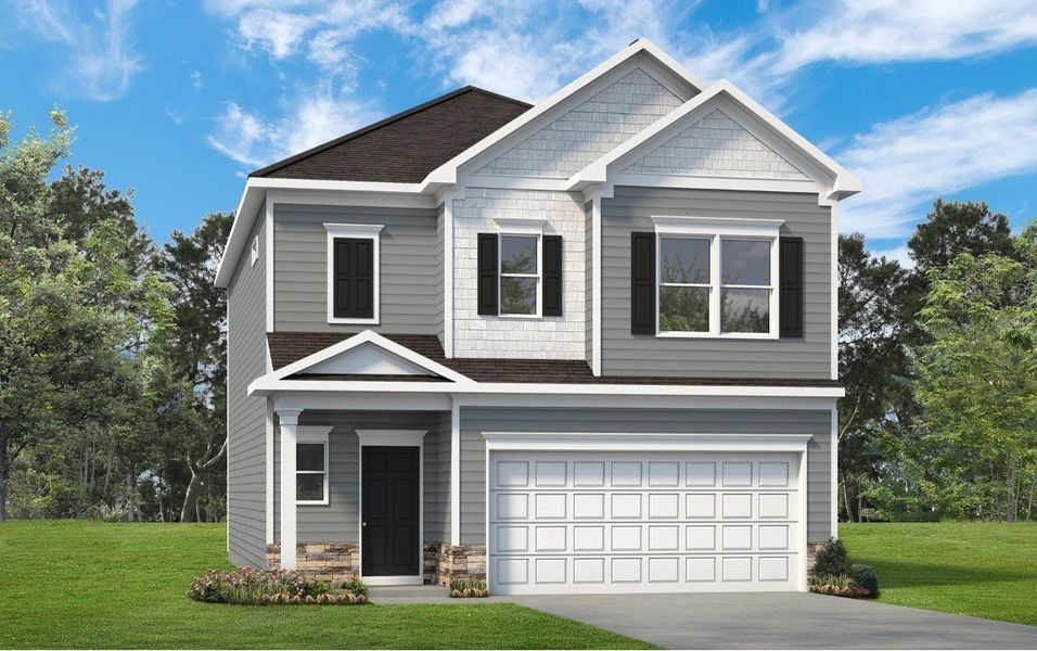 Front exterior of a new home in Jackson Hills, Clarksville, TN, highlighting curb appeal (Image 1). Front exterior of a new home in Jackson Hills, Clarksville, TN, highlighting curb appeal (Image 1).