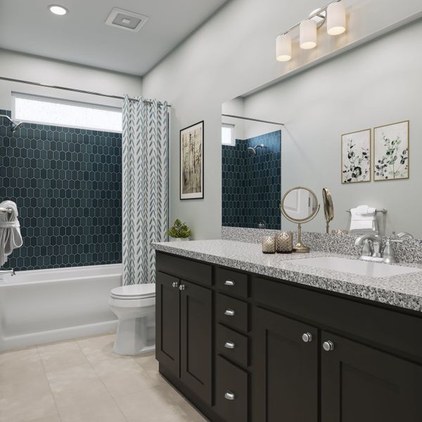 Representative furnished interior of a home built from the Hawthorn by Tri Pointe Homes in Lagos Reserve, Manor (Image 15).