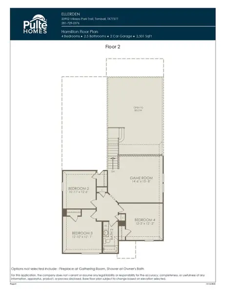 2D floor plan layout of this home in Ellerden, Tomball, TX (Image 3).