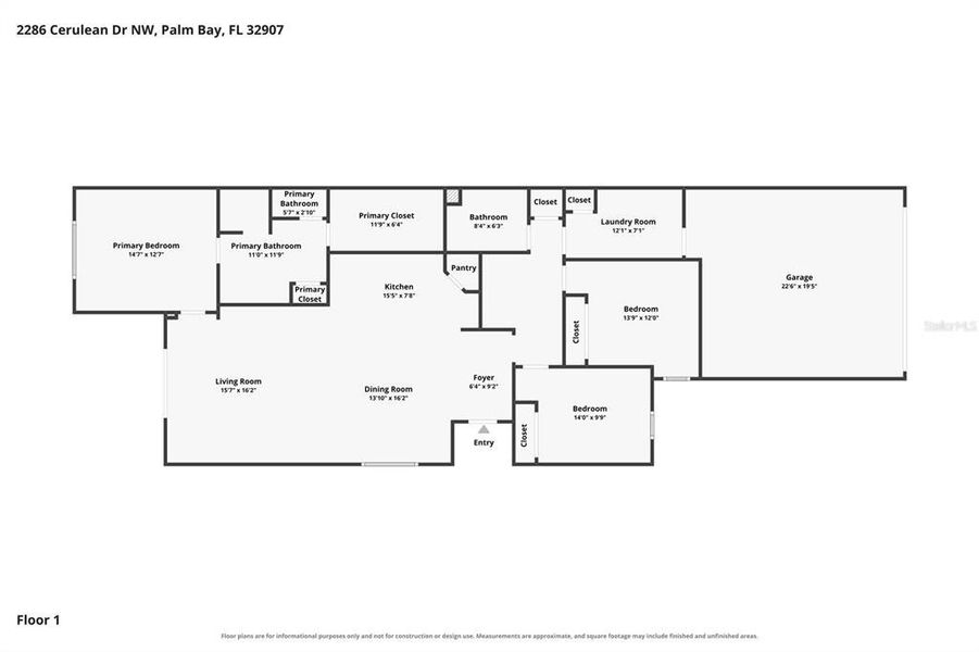 2D floor plan layout of this home in The Timbers at Everlands, Palm Bay, FL (Image 5).