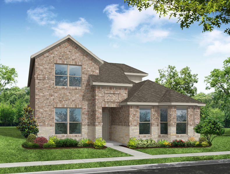 Representative exterior photo of a completed home built from the Dozier by Impression Homes in Redden Farms, Midlothian, TX (Image 2). Representative exterior photo of a completed home built from the Dozier by Impression Homes in Redden Farms, Midlothian, TX (Image 2).