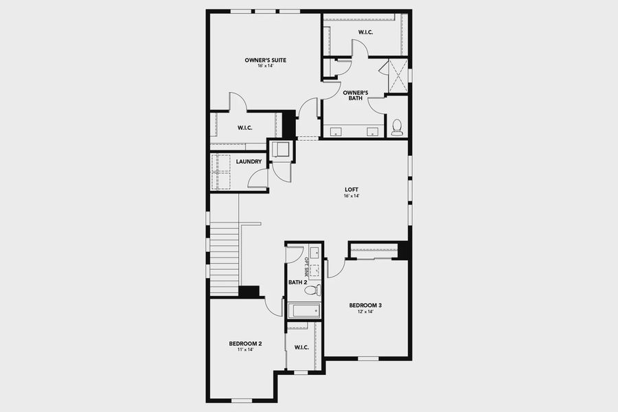 2D floor plan layout for the Wallflower by Brightland Homes in Bloom, Fort Collins, CO (Image 5). 2D floor plan layout for the Wallflower by Brightland Homes in Bloom, Fort Collins, CO (Image 5).