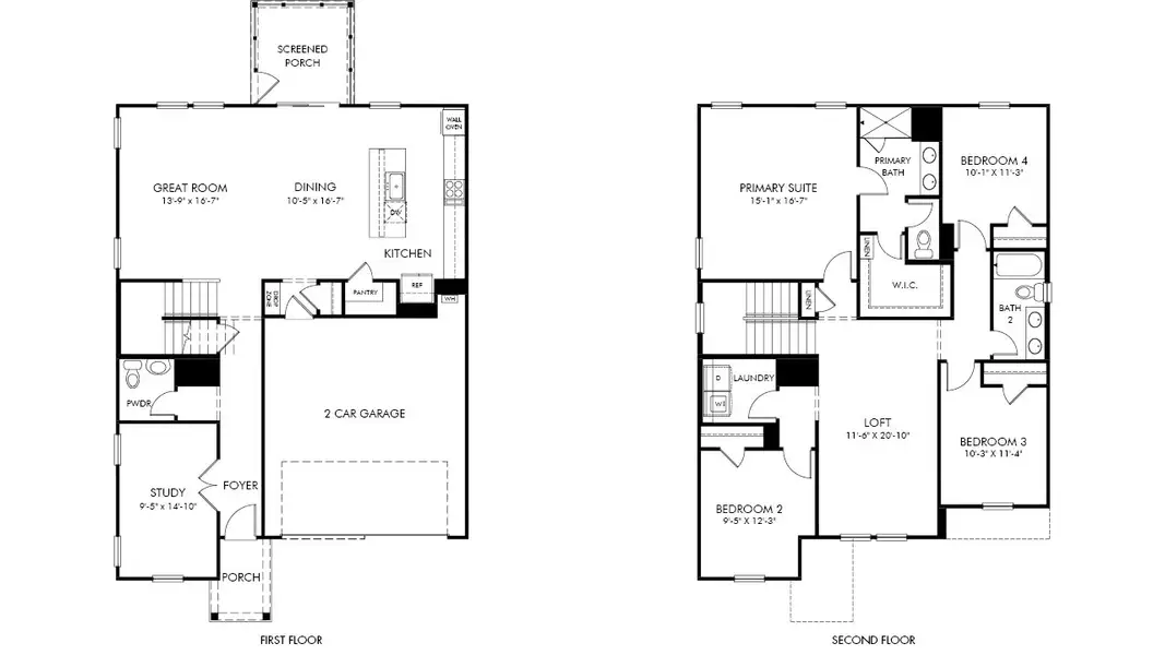 2D floor plan layout of this home in Cadence Meadows, Zebulon, NC (Image 2). 2D floor plan layout of this home in Cadence Meadows, Zebulon, NC (Image 2).