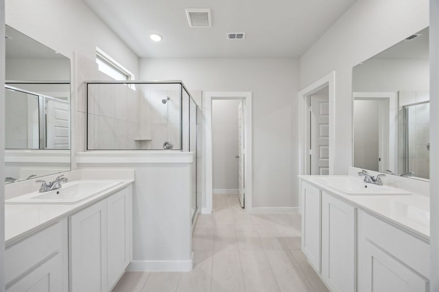Primary Bathroom in the Masters home plan by Trophy Signature Homes – REPRESENTATIVE PHOTO