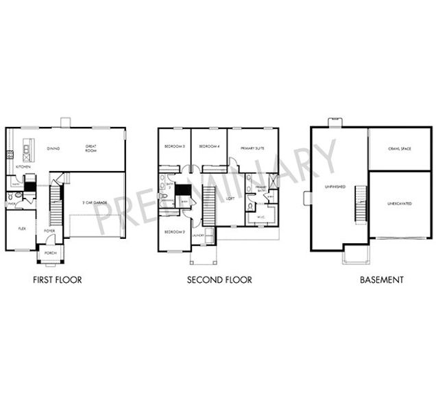 2D floor plan layout for the The Monarch by Meritage Homes in Meridian Ranch, Peyton, CO (Image 3).