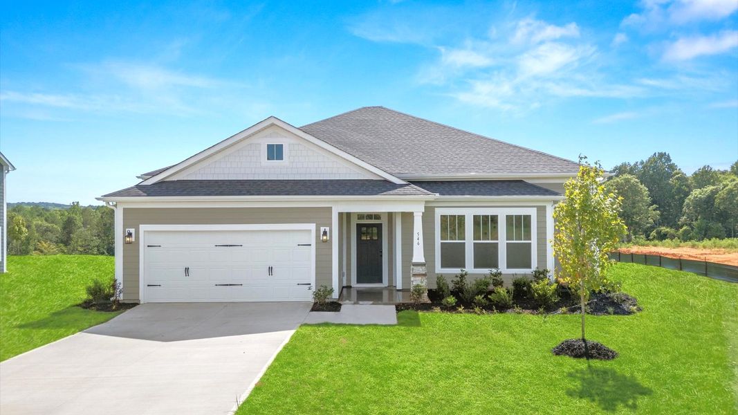 Representative exterior photo of a completed home built from the Wakefield by DRB Homes in Benjamin's Grove, Woodruff, SC (Image 22). Representative exterior photo of a completed home built from the Wakefield by DRB Homes in Benjamin's Grove, Woodruff, SC (Image 22).