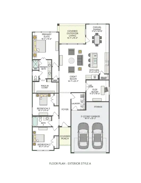 2D floor plan layout of this home in Lagos Reserve, Manor, TX (Image 4).