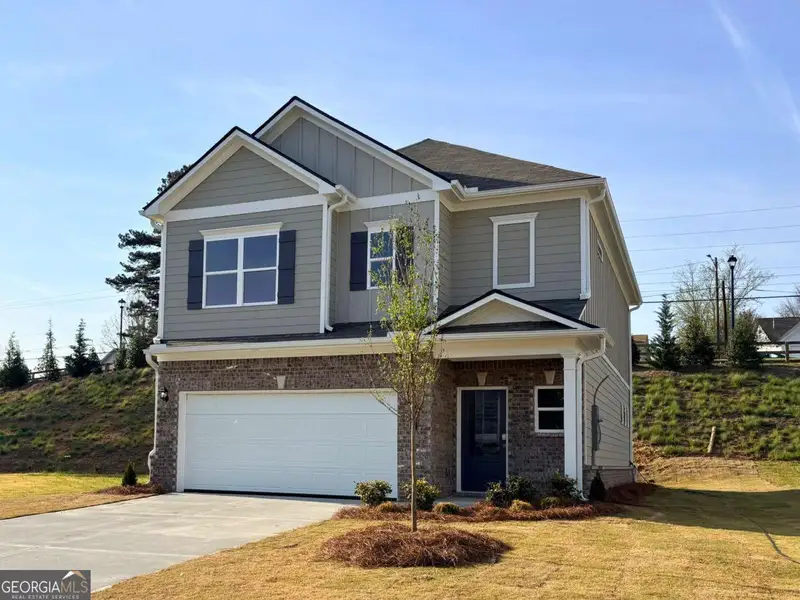 Front exterior of a new home in Trellis Park, Hampton, GA, highlighting curb appeal (Image 1). Front exterior of a new home in Trellis Park, Hampton, GA, highlighting curb appeal (Image 1).