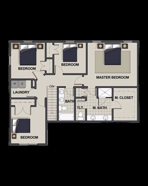 2D floor plan layout for the Wateroak by Riverstone Construction, LLC in Pine Ridge, Soddy-Daisy, TN (Image 5).