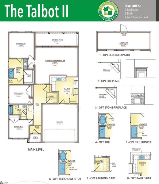 2D floor plan layout of this home in Shiloh Trail, Wellford, SC (Image 3).