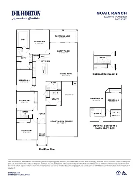 2D floor plan layout of this home in Quail Ranch, San Tan Valley, AZ (Image 4).