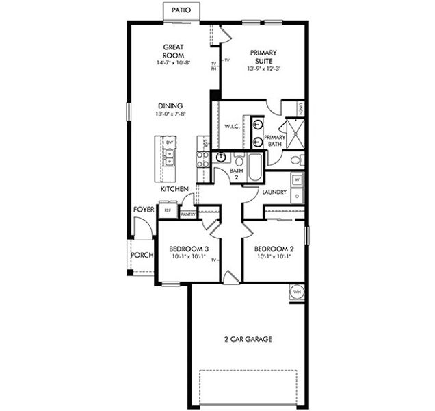 2D floor plan layout of this home in The Reserve at Hammock Oaks - Classic Series, Lady Lake, FL (Image 2).