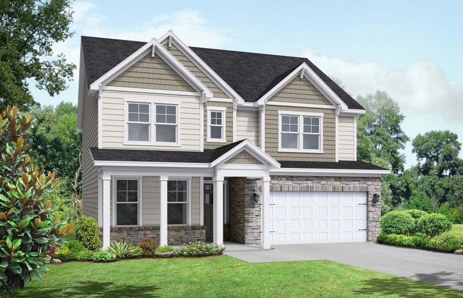 Representative exterior photo of a completed home built from the The Chestnut by Davidson Homes LLC in Retreat at North Main, Lillington, NC (Image 2).