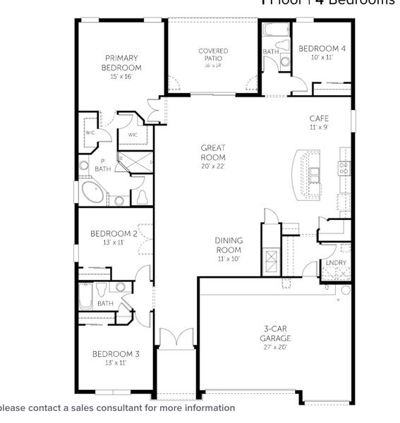 2D floor plan layout of this home in Hills of Minneola, Minneola, FL (Image 4).