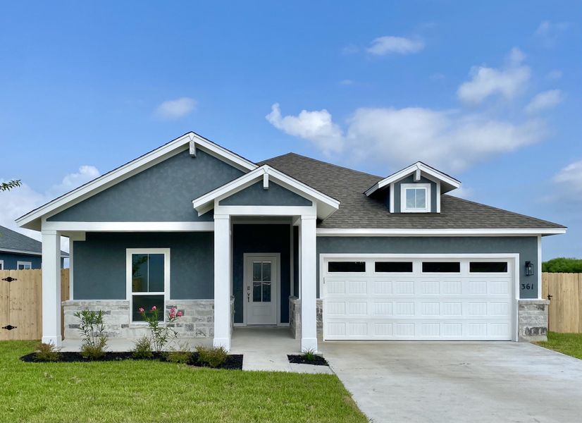Representative exterior photo of a completed home built from the Wingate by Steve Klein Custom Builder in TerraVista, Victoria, TX (Image 1). Representative exterior photo of a completed home built from the Wingate by Steve Klein Custom Builder in TerraVista, Victoria, TX (Image 1).