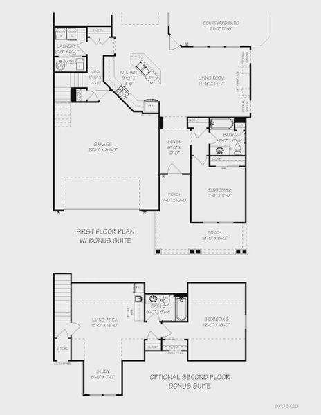 2D floor plan layout of this home in The Courtyards at Bailey Farm, Dacula, GA (Image 5).