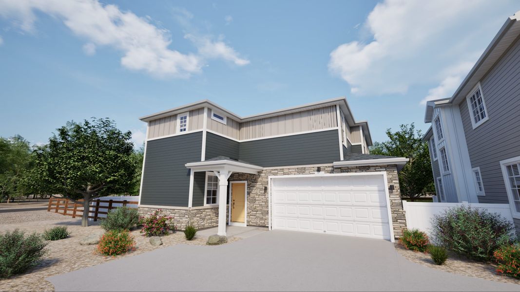 Representative exterior photo of a completed home built from the Griffin by Oakwood Homes Co in Reunion, Commerce City, CO (Image 1). Representative exterior photo of a completed home built from the Griffin by Oakwood Homes Co in Reunion, Commerce City, CO (Image 1).