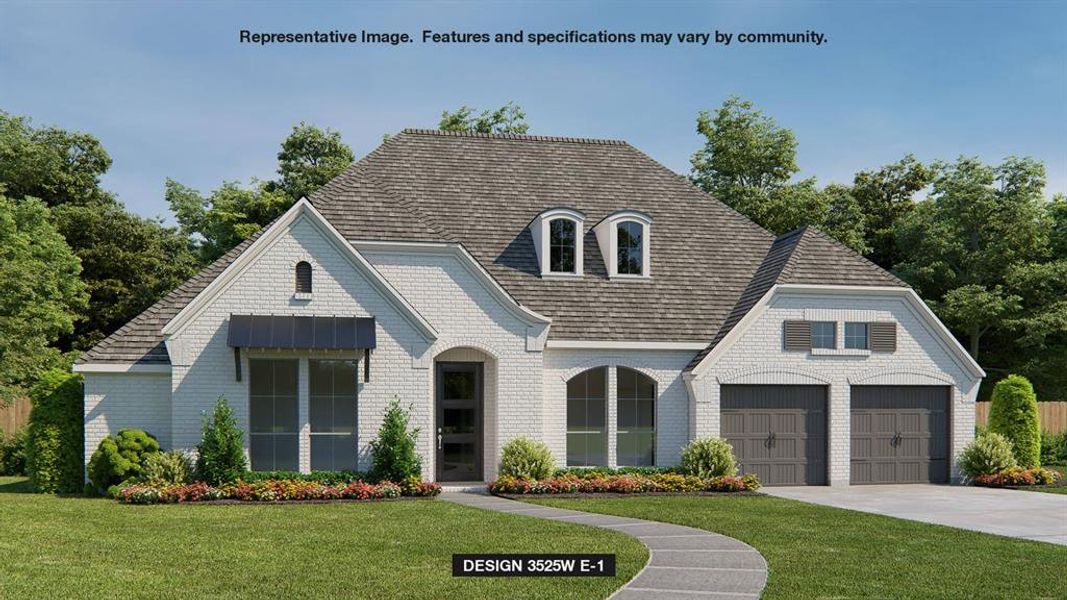 View of front of home featuring a garage and a front lawn