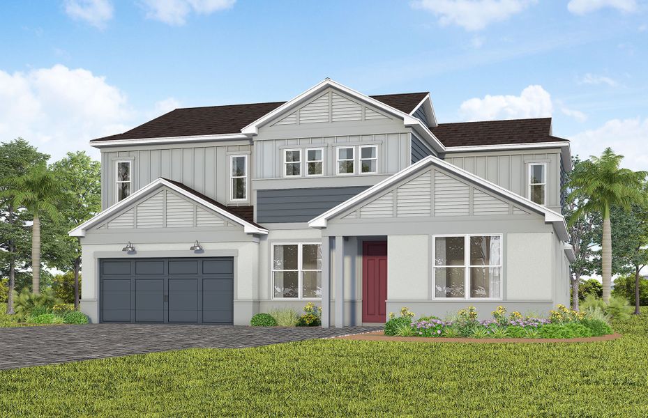 Representative exterior photo of a completed home built from the Merlot Grand by Pulte Homes in Lakehaven Estates, Clermont, FL (Image 8). Representative exterior photo of a completed home built from the Merlot Grand by Pulte Homes in Lakehaven Estates, Clermont, FL (Image 8).