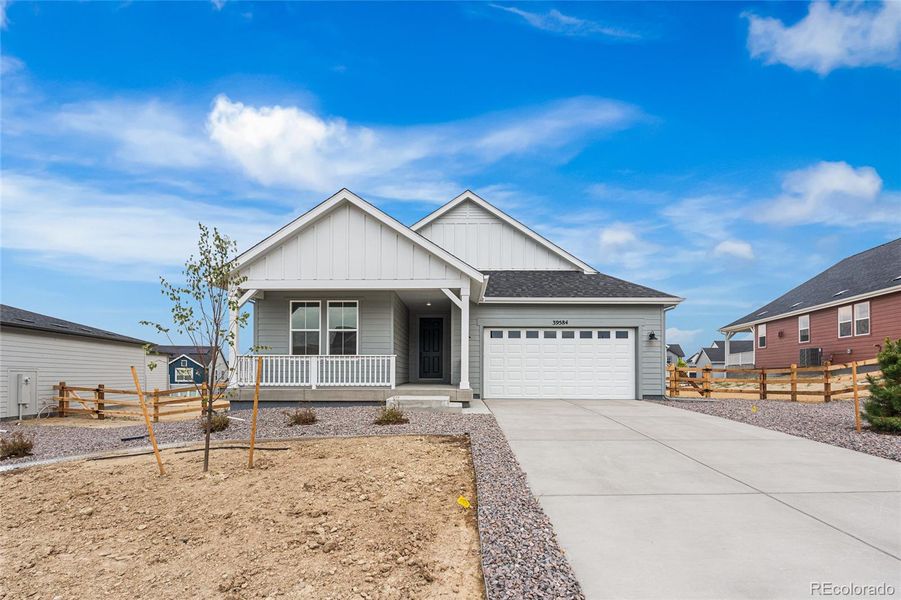 Front exterior of a new home in Independence, Elizabeth, CO, highlighting curb appeal (Image 2). Front exterior of a new home in Independence, Elizabeth, CO, highlighting curb appeal (Image 2).