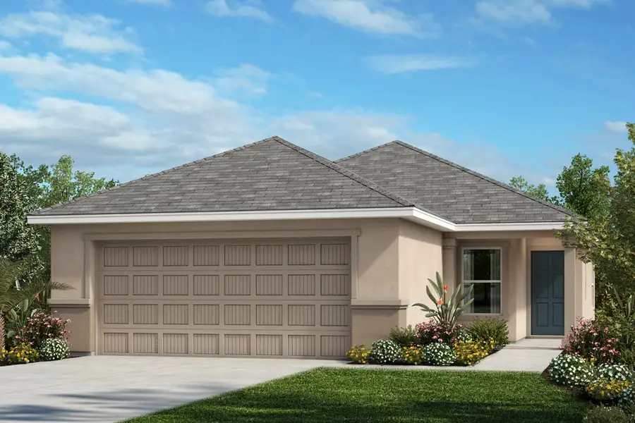 Front exterior of a new home in Cedar Crossings I, Haines City, FL, highlighting curb appeal (Image 1). Front exterior of a new home in Cedar Crossings I, Haines City, FL, highlighting curb appeal (Image 1).